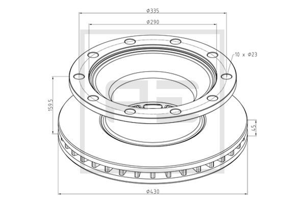 PE AUTOMOTIVE Тормозной диск 046.371-10A